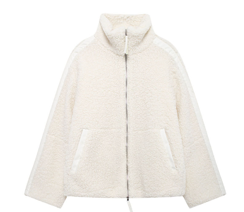 Campera dama polar plush over size detalle cuero